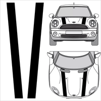 Illustration of 3M 5 inch sold vinyl racing  stripes on a Mini Cooper hood