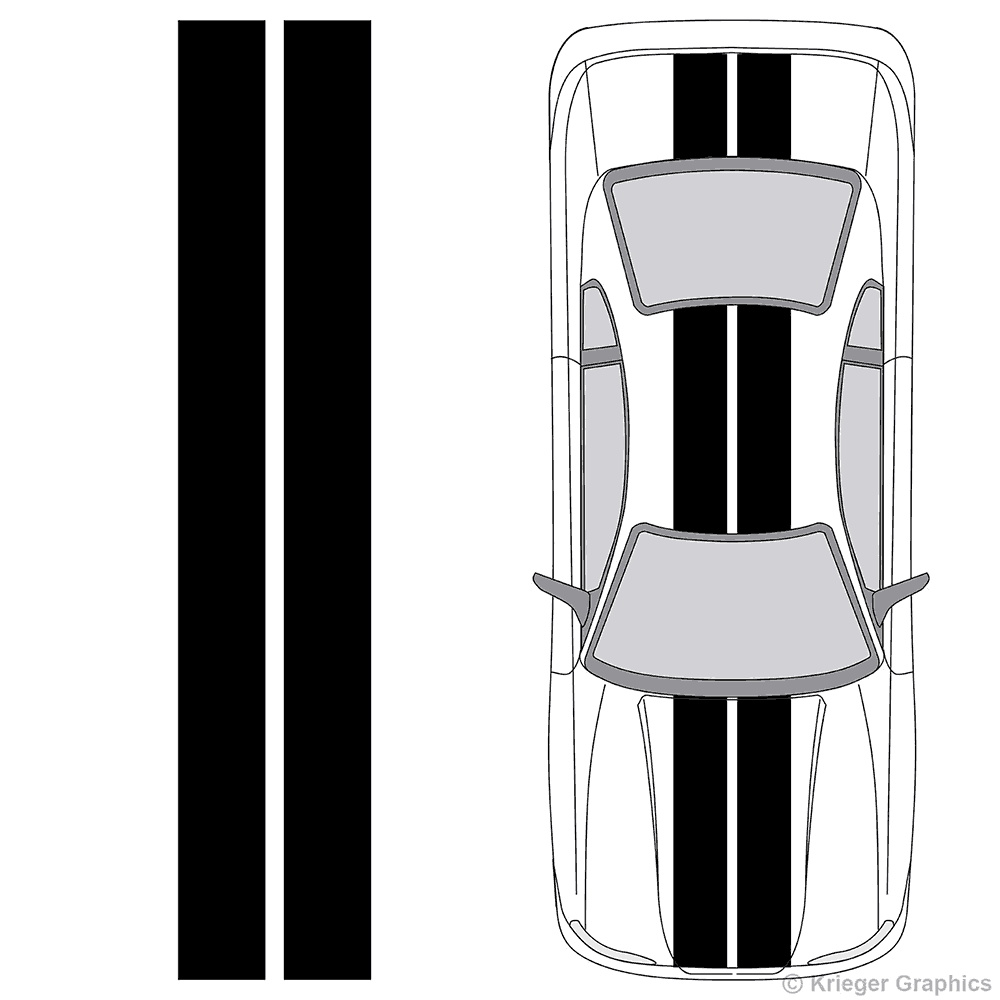 Illustration of 10" Solid Racing Stripes on a car. 