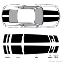Top View of 2010 2011 2012 2013 Chevy Camaro Bumblebee Racing Stripes