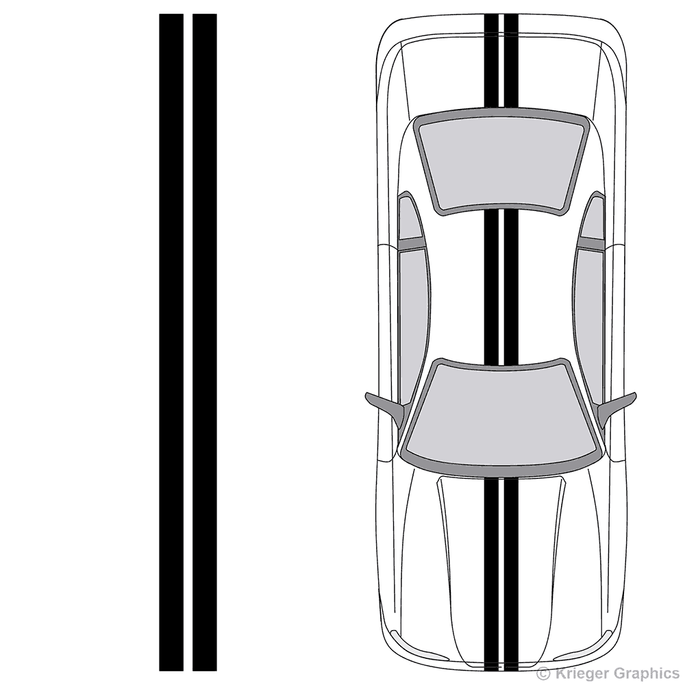 Illustration of 4" Solid Racing Stripes on a car. 