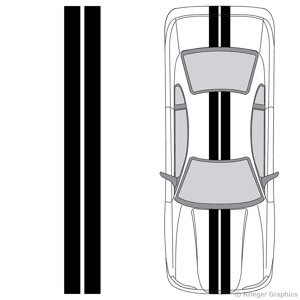 Illustration of 6" Solid Racing Stripes on a car. 