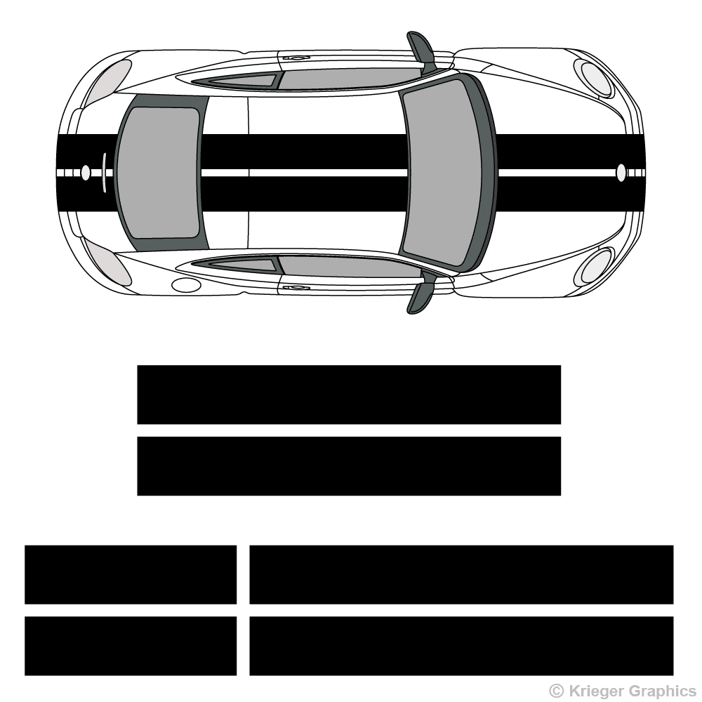 Top view of 10" stripes on a new Volkswagen Beetle