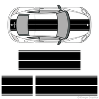 Top view of dual rally stripes on a New Volkswagen Beetle
