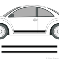 Driver’s side view of rocker stripes on a Volkswagen Beetle