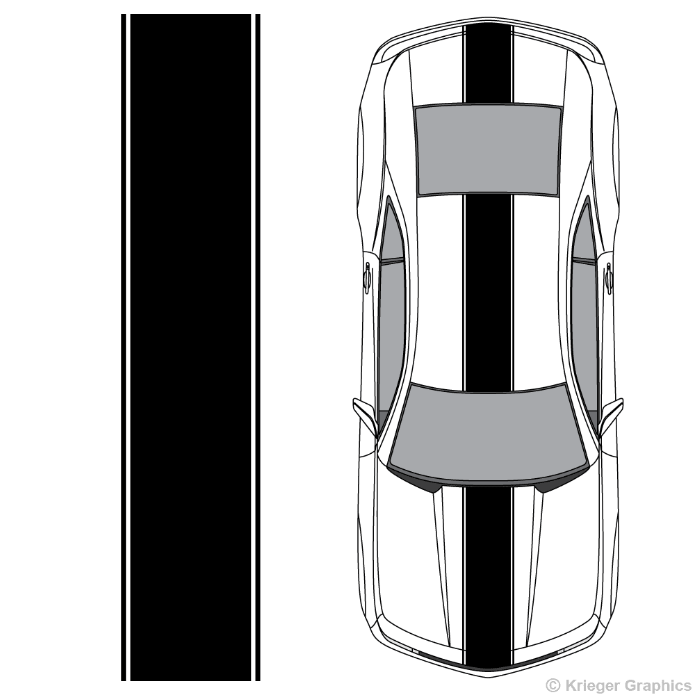 Top view of center stripes on a new Chevy Camaro