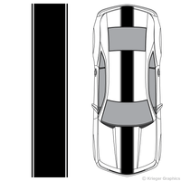 Top view of center stripes on a new Chevy Camaro