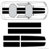 Top view of EZ Rally stripes on a Chevy Camaro