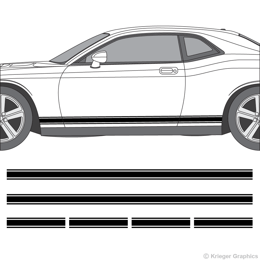 Rocker Panel Stripes for Dodge Challenger 3M Vinyl Decal Kit