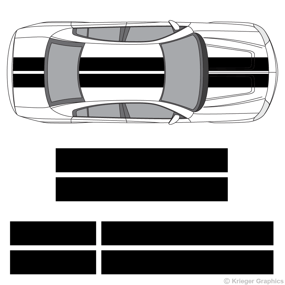Top view of 10" stripes on a new Dodge Charger
