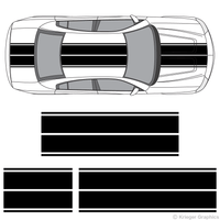 Top view of dual rally stripes on a new Dodge Charger