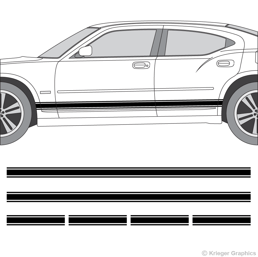 Rocker Panel Stripes for Dodge Charger 3M Vinyl Decal Kit