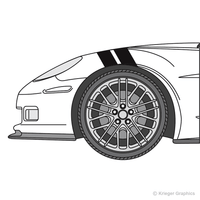 Driver’s side view of hash mark stripes on a Chevy Corvette