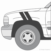 Driver’s side view of hash mark stripes on a Chevy Silverado