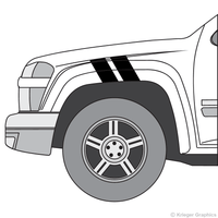 Driver’s side view of hash mark stripes on a Chevy Colorado