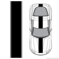Top view of center stripes on a Chevy Corvette