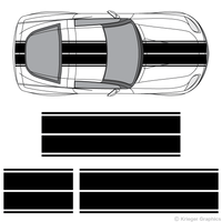 Top view of dual rally stripes on a Chevy Corvette