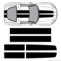 Top view of EZ rally stripes on a Chevy Corvette