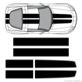 Top view of EZ rally stripes on a Chevy Corvette