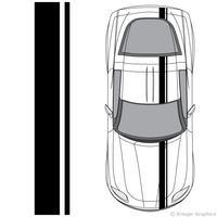 Top view of offset stripes on a Chevy Corvette