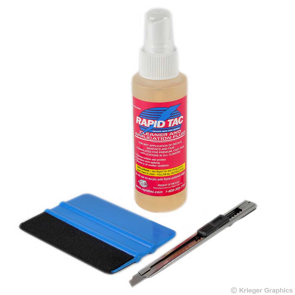 Vinyl Decal Installation Kit with Rapid Tac Application Fluid, Squeegee & Knife