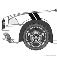 Driver’s side view of hash mark stripes on a Dodge Charger