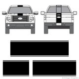 Front and rear view of center stripes on a Ford F-150