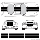 Front and rear view of 10" stripes on a Pontiac Firebird