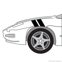 Driver’s side view of hash mark stripes on a Pontiac Firebird