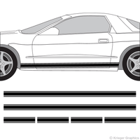 Driver’s side view of rocker stripes on a Pontiac Firebird