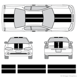 Front and rear view of 10" stripes on a Chevy Monte Carlo