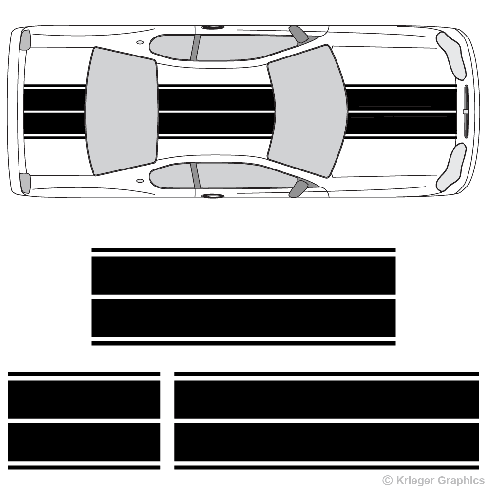 Top view of dual rally stripes on a Chevy Monte Carlo