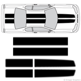 Top view of EZ rally stripes on a Chevy Monte Carlo