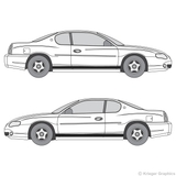 Both side views of rocker stripes on a Chevy Monte Carlo