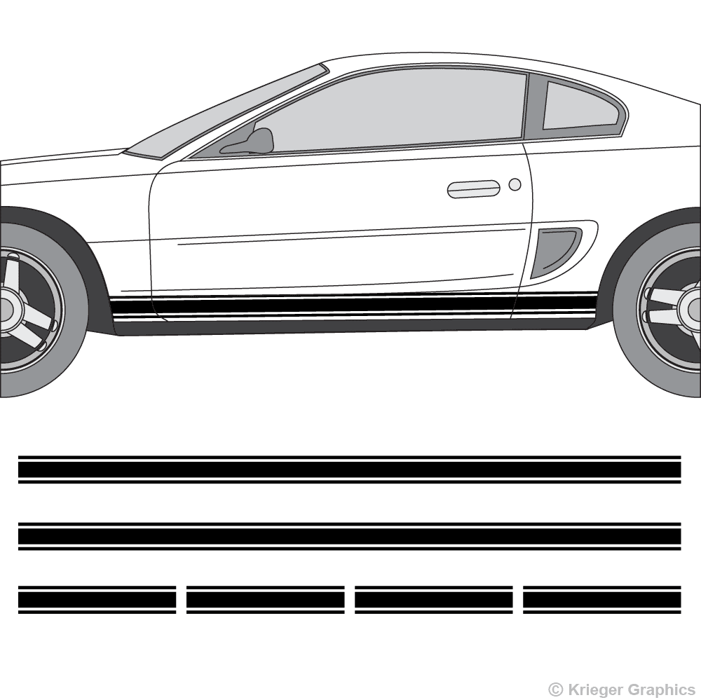 Rocker Panel Stripes for Ford Mustang 3M Vinyl Decal Kit