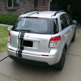 Photo of Offset Racing Stripes applied to the back of a car. 