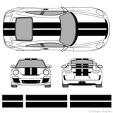 Front and rear view of 10" stripes on a Porsche 911
