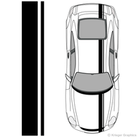 Top view of offset stripes on a Porsche 911