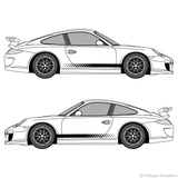 Both side views of faded rocker stripes on a Porsche 911