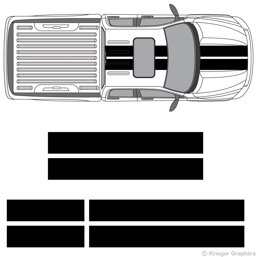 Top view of 10" stripes on a Dodge Ram