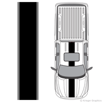 Top view of center stripes on a Dodge Ram 