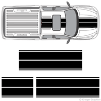 Top view of dual rally stripes on a Dodge Ram