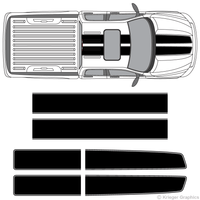 Top view of EZ rally stripes on a Dodge Ram