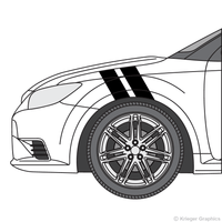 Driver’s side view of hash mark stripes on a Scion tC