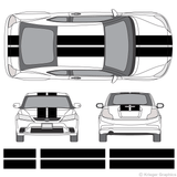 Front and rear view of 10" stripes on a Scion tC