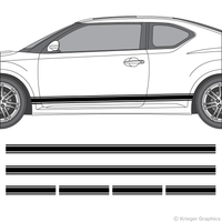 Driver’s side view of rocker stripes on a Scion tC