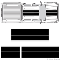 Top view of dual rally stripes on a Chevy Silverado